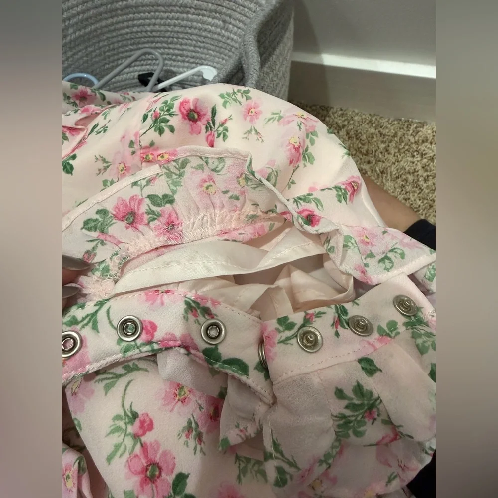 Janie & Jack Girls Floral Ruffle Romper - Pink